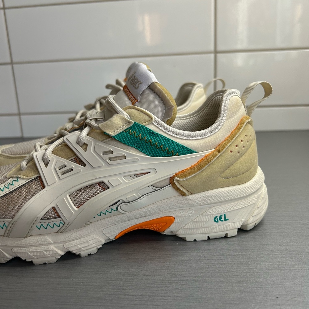 Asics Women's Cream Green Orange Trail Sneakers - Picture 5 of 8